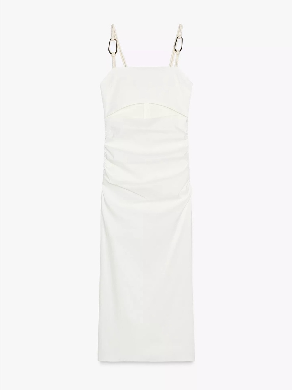 Zara White Midi Slip Dress with Adjustable Straps
